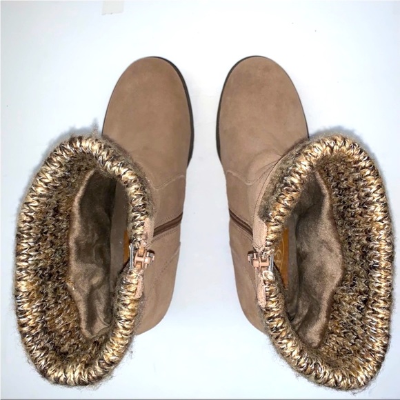 PureSole Tan Brown Cream Suede Sweater DORY Ankle Boot Sz 8 NWOT - Picture 6 of 17
